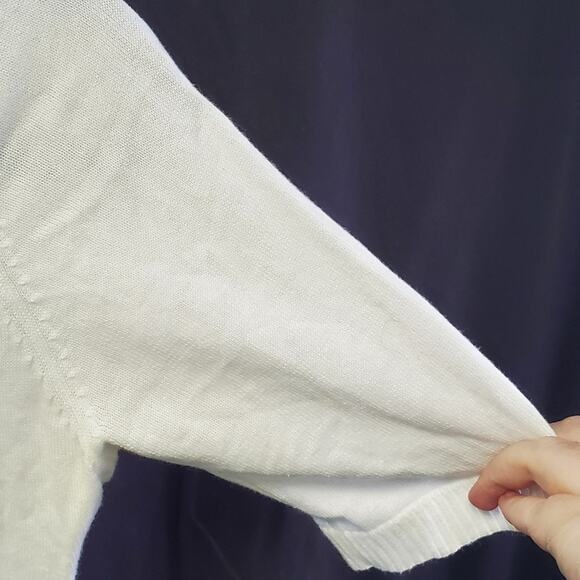 Tabitha by Anthropologie White Cotton Casual Short Sleeve Cardigan Size Small - Picture 7 of 8